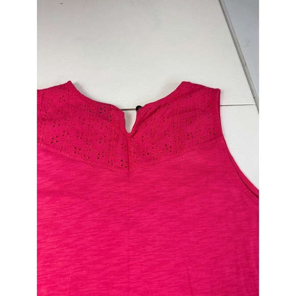 Northcrest Tank Top Womens L Pink Sleeveless Crochet Trim Casual Summer - Picture 7 of 10